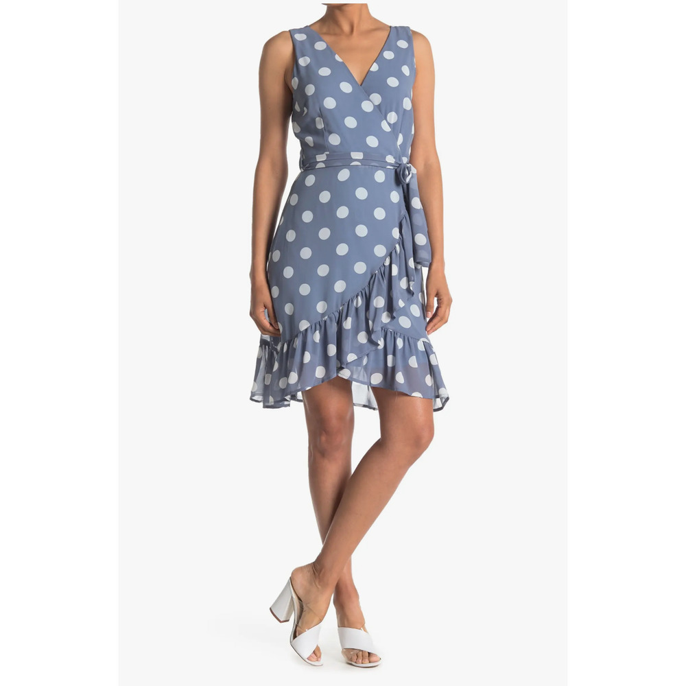 Papillon | Nwt Blue Polka Dot Ruffle Dress Size Medium